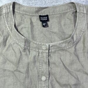 Eileen Fisher Linen Button Front Boxy Women's‎ Jacket Coatigan Top Large L Beige